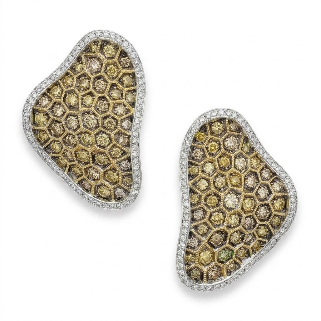 18K Multicolor Diamond Earrings